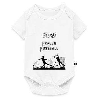 Fußballsilhouette vor dem Tor - Baby Premium Kurzarmbody - Weiß - Vorne