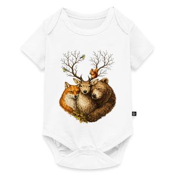 Forest Animals United – Deer Fox Bear Illustration - Baby Premium short-sleeve bodysuit - white - Front