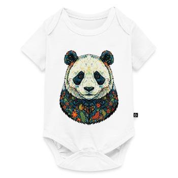 Flora Panda Portrait with Flowers - Baby Premium short-sleeve bodysuit - white - Front