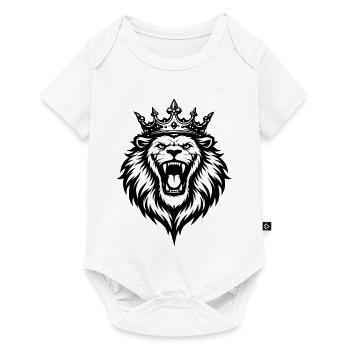 Lion rugissant avec couronne - Body à manches courtes Premium Bébé - blanc - Devant