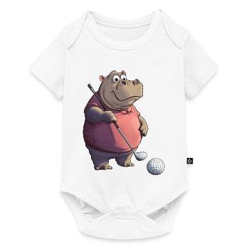 Nilpferde Golf / Golfer Nilpferd - Baby Premium Kurzarmbody - Weiß - Vorne