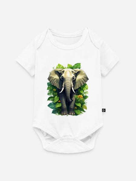 Ein Elefant im Dschungel - Baby Premium Kurzarmbody - Weiß