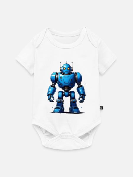 Blauer Roboter - Baby Premium Kurzarmbody - Weiß