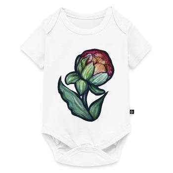 Watercolor Peony Bloom - Baby Premium short-sleeve bodysuit - white - Front