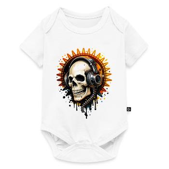 Illustration de crâne avec casque - Body à manches courtes Premium Bébé - blanc - Devant