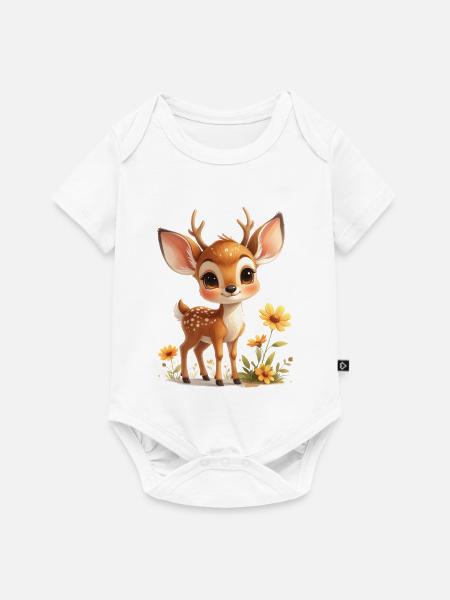 Reh - Baby Premium Kurzarmbody - Weiß