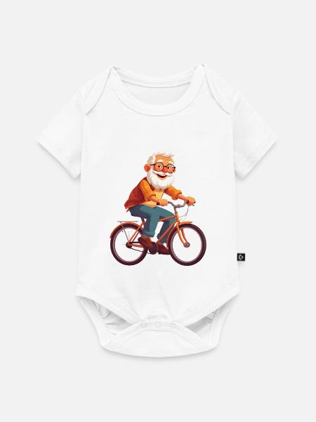 Opa fährt Fahrrad - Baby Premium Kurzarmbody - Weiß