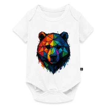 Bunte Pop-Art-Low-Poly-Bär - Baby Premium Kurzarmbody - Weiß - Vorne
