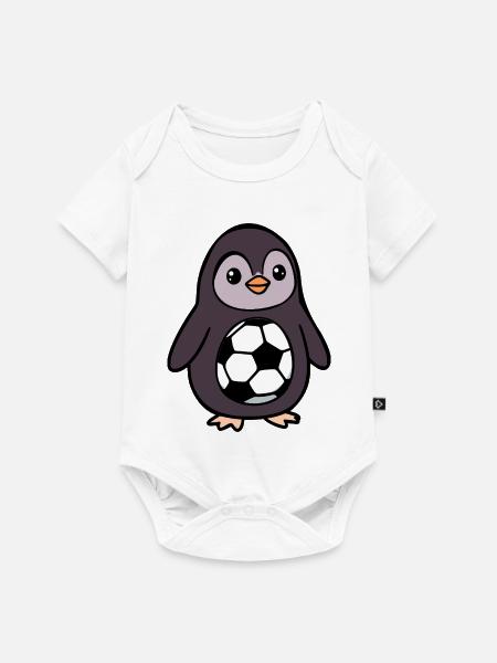 Pinguine Kinder Fußball - Baby Premium Kurzarmbody - Weiß