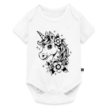 Unicorn with flowers - Baby Premium short-sleeve bodysuit - white - Front