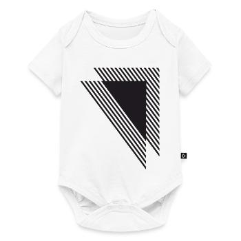 Diagonal Geometric Stripes in Black - Baby Premium short-sleeve bodysuit - white - Front