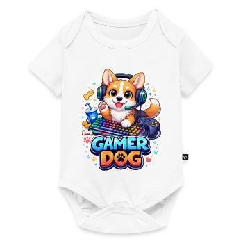 Gamer Dog – Kawaii Dog avec casque et clavier - Body à manches courtes Premium Bébé - blanc - Devant