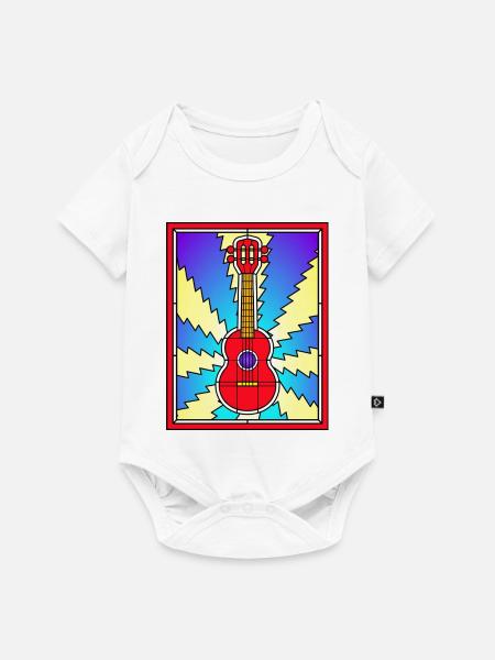 Buntglas-Akustikgitarre - Baby Premium Kurzarmbody - Weiß