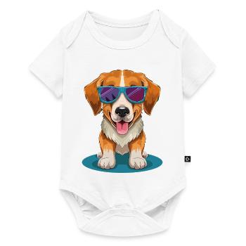 Beagle avec des lunettes de soleil - Body à manches courtes Premium Bébé - blanc - Devant