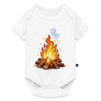 Flamme de dessin animé autour du feu de camp - Body à manches courtes Premium Bébé - blanc - Devant