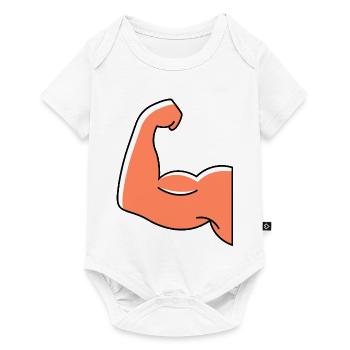 Icône musculaire d’haltère - Body à manches courtes Premium Bébé - blanc - Devant