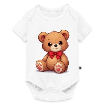 Ours en peaux avec ruban rouge - Body à manches courtes Premium Bébé - blanc - Devant