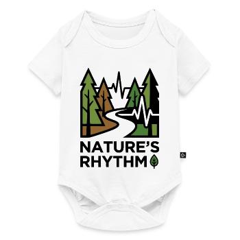 Hiking Shirt Nature Rhythm, Hoodie Bag, Mug - Baby Premium short-sleeve bodysuit - white - Front
