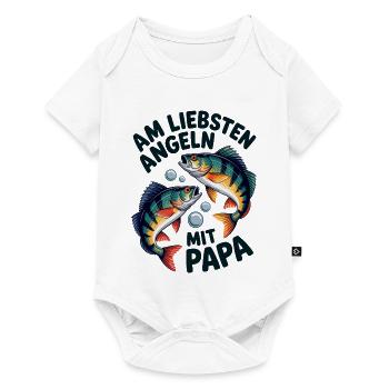 Angeln mit Papa Fischduo - Baby Premium Kurzarmbody - Weiß - Vorne