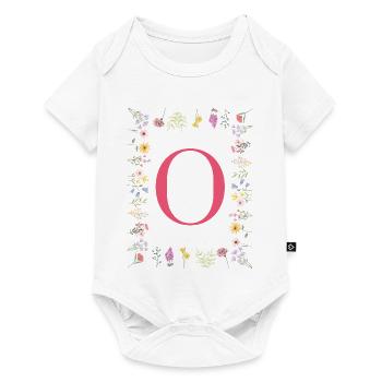 Florale Initialen "O", Buchstaben Monogramm  - Baby Premium Kurzarmbody - Weiß - Vorne