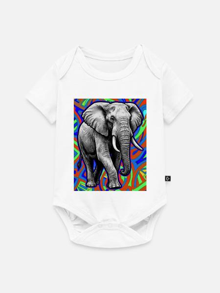 Elefant - Baby Premium Kurzarmbody - Weiß