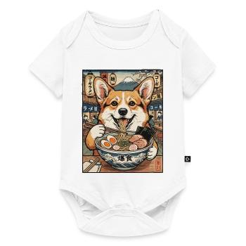 Corgi Ramen Dream at Mt Fuji - Baby Premium short-sleeve bodysuit - white - Front