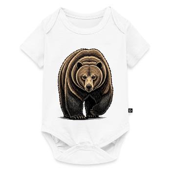 Illustration d’art au trait de Bear Watcher - Body à manches courtes Premium Bébé - blanc - Devant