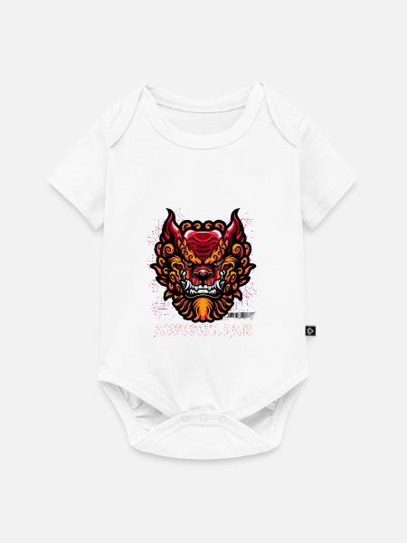 Neon-Drachen-Porträtfeuer - Baby Premium Kurzarmbody - Weiß