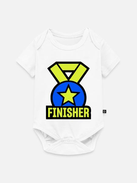 Stolzer Finisher Medaille Stern - Baby Premium Kurzarmbody - Weiß