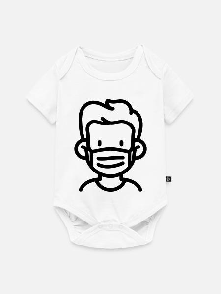 Maske - Baby Premium Kurzarmbody - Weiß