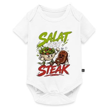 Salat statt Steak - lustig Vegan Vegetarisch Logo - Baby Premium Kurzarmbody - Weiß - Vorne