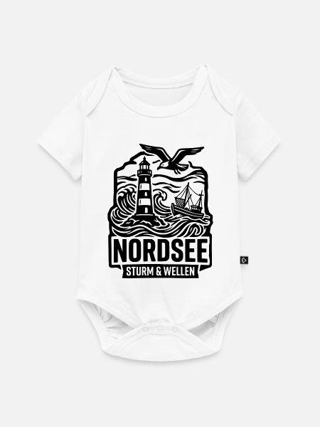 Nordsee Sturm und Wellen - Baby Premium Kurzarmbody - Weiß