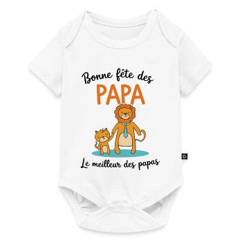 Bonne Fête des pères Papa Le meilleur des papas - Body à manches courtes Premium Bébé - blanc - Devant