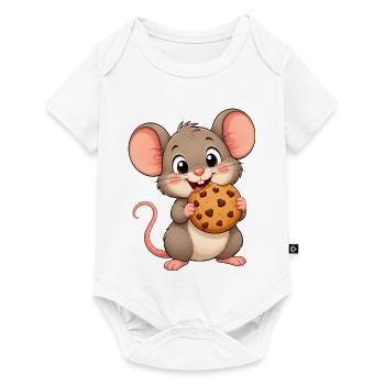 Funny Cute Mouse Cartoon Cookies Snacking Candy - Baby Premium short-sleeve bodysuit - white - Front