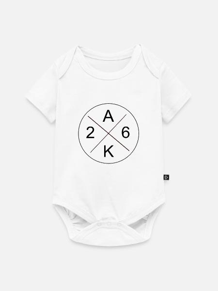 Kreuzzeichen Minimalgrafik in Dunkelrot - Baby Premium Kurzarmbody - Weiß