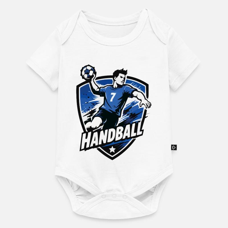 Bouclier bleu de l’attaquant de handball - Body à manches courtes Premium Bébé - blanc