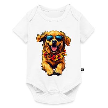 Dog with sunglasses cartoon - Baby Premium short-sleeve bodysuit - white - Front
