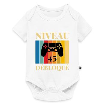 Niveau 45 Debloque T-Shirt Cadeau Humour - Body à manches courtes Premium Bébé - blanc - Devant