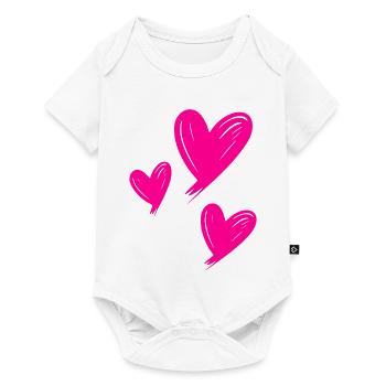 Cœurs Rose - Body à manches courtes Premium Bébé - blanc - Devant