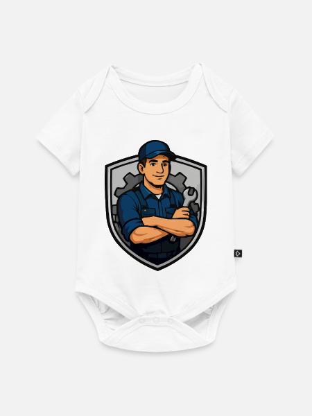 Mechaniker Shield Motiv - Baby Premium Kurzarmbody - Weiß