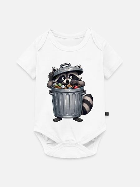 Waschbär im Abfalleimer: Recyclingheld - Baby Premium Kurzarmbody - Weiß