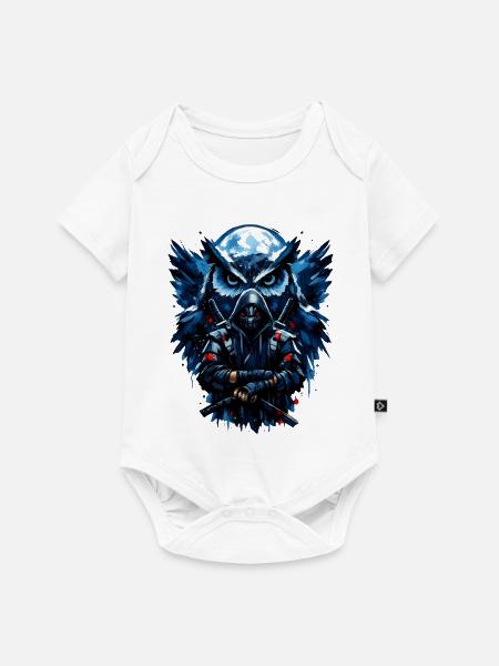 Nächtlicher Uhu-Samurai - Baby Premium Kurzarmbody - Weiß