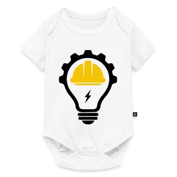 Elektriker Bauhelm Blitz und Glühbirne - Baby Premium Kurzarmbody - Weiß - Vorne