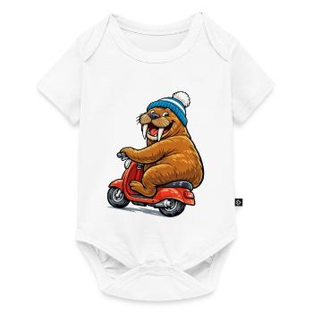 Morse sur le scooter - Body à manches courtes Premium Bébé - blanc - Devant