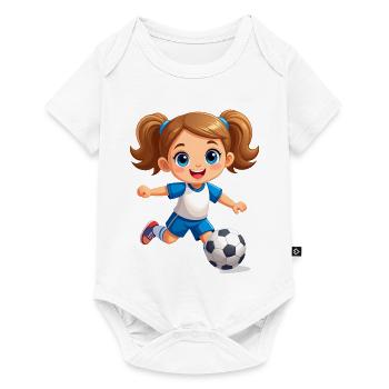 Comic girl en tant que joueuse de football avec le football – Sports - Body à manches courtes Premium Bébé - blanc - Devant