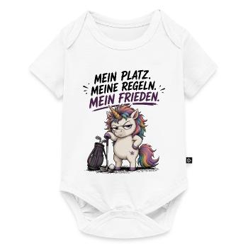 Mein Platz Meine Regeln Mein Frieden Einhorn Golf - Baby Premium Kurzarmbody - Weiß - Vorne