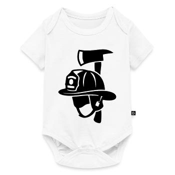 Logo frontal du casque de pompier - Body à manches courtes Premium Bébé - blanc - Devant