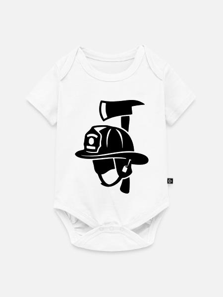 Frontal Feuerwehrhelm Logo - Baby Premium Kurzarmbody - Weiß