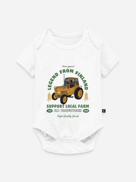 Finnischer Bauernhof-Legendentraktor - Baby Premium Kurzarmbody - Weiß