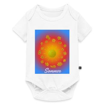 Sommer Sonne Glitzerblumen Muster - Baby Premium Kurzarmbody - Weiß - Vorne